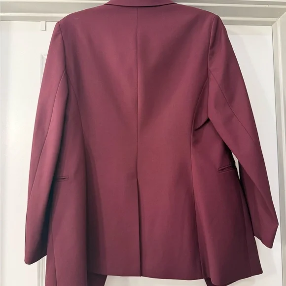 Theory Burgundy Tailored Blazer + Slim Tapered Pants (Excellent Condition) - Picture 4 of 8